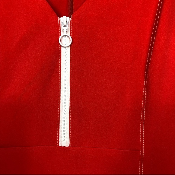 DONNA MORGAN. Orange Sleeveless Partial Front Zip Bodycon Midi Dress Size 12 - Picture 6 of 7